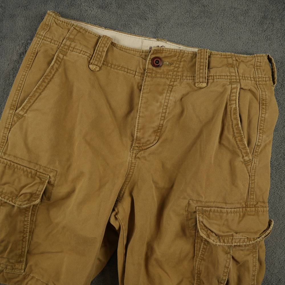 Hollister Cargo Shorts Men 32 Tan Button Fly Baggy Y2K Casual Street Outdoor